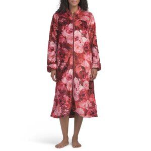 JOHNNY WAS Pink Rosas Zip Up Robe
